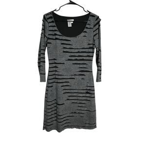 Sophie Max Black Gray Cutout Floral Lined Dress Size L